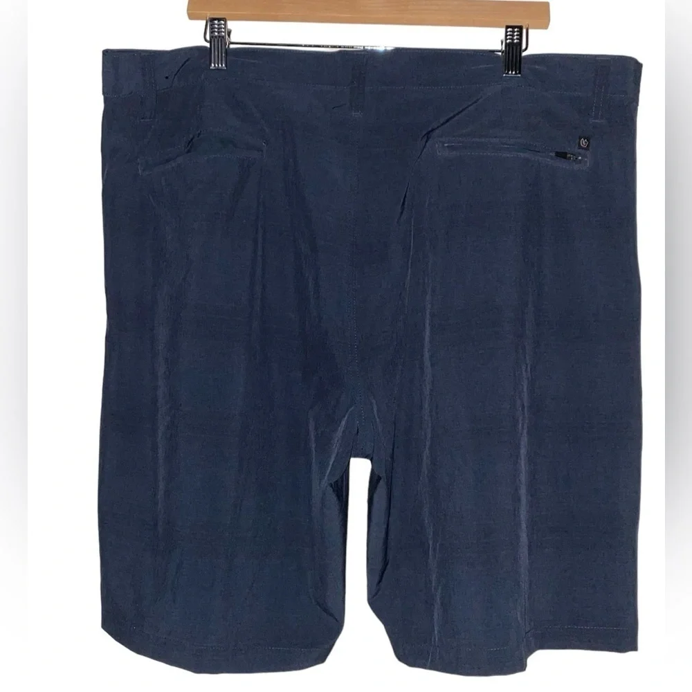 Burnside Hybrid Men Flat Front Chino Short Golf Performance W40 Blue Stretch‎